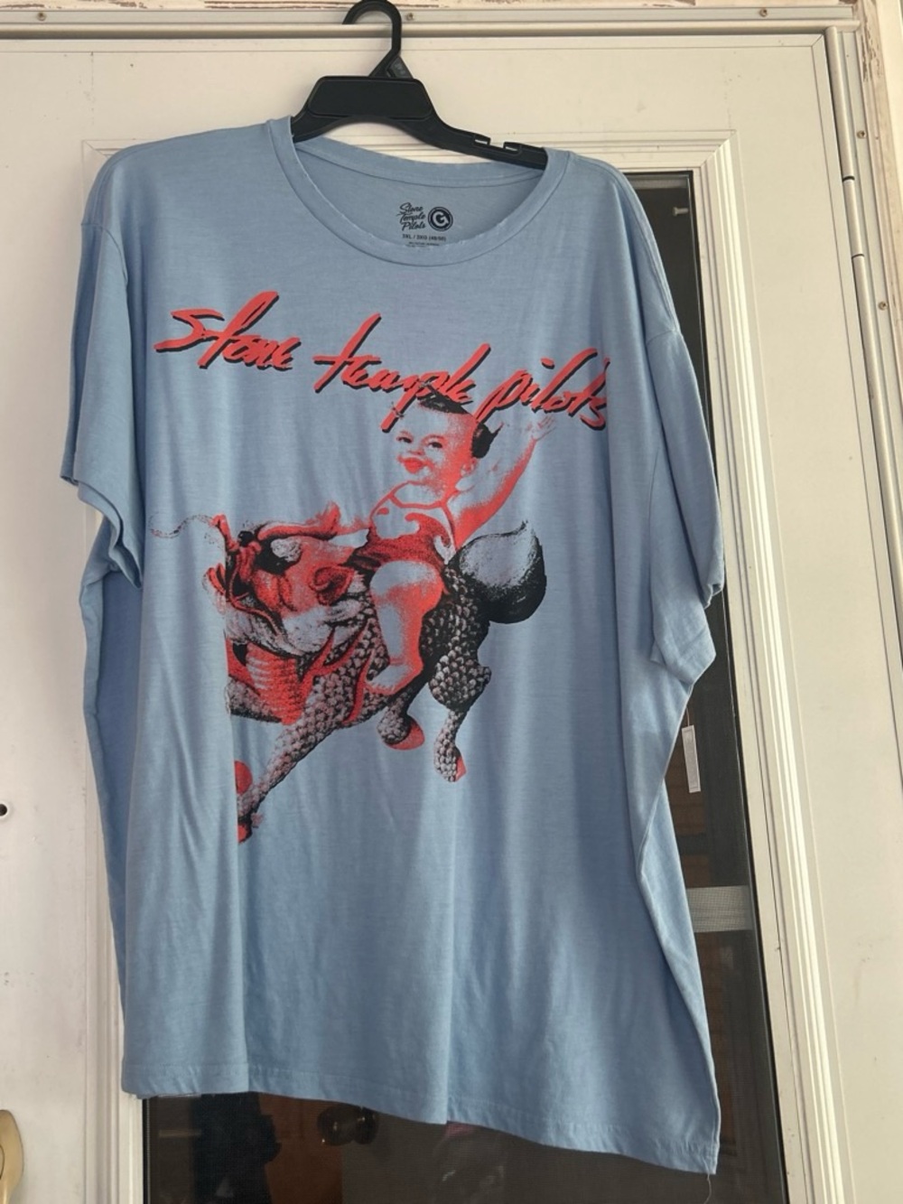 & Other Stories Light Blue Graphic Tee with Red Print